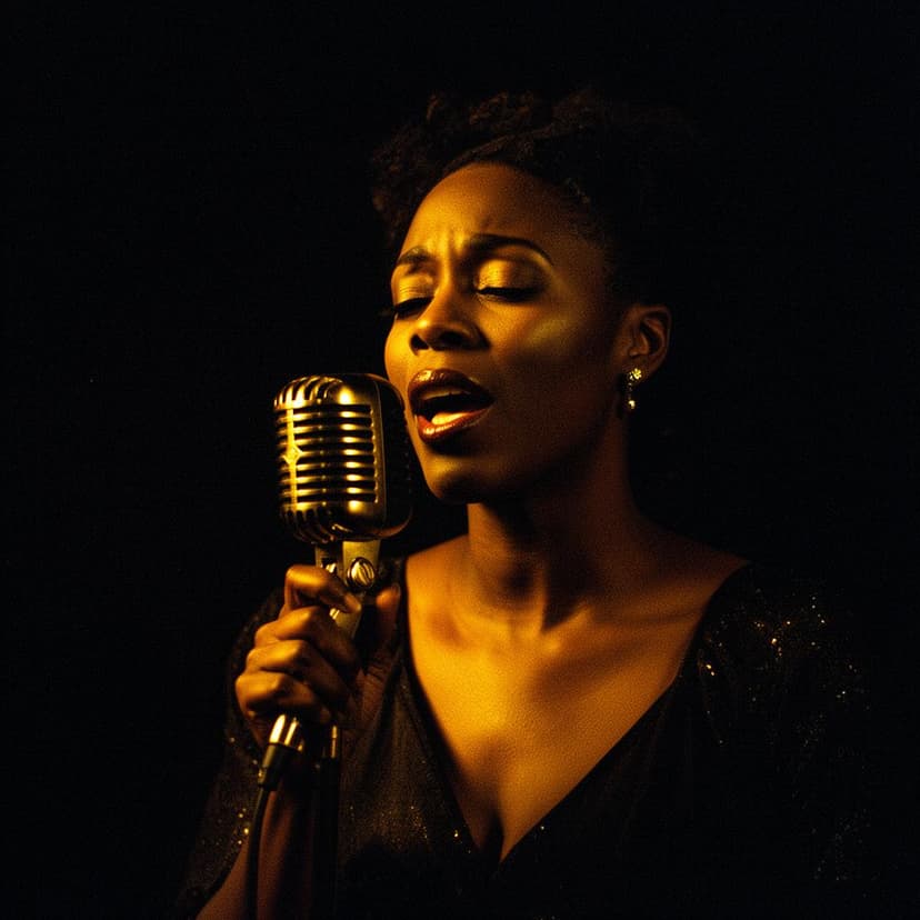 Vocalist at microphone